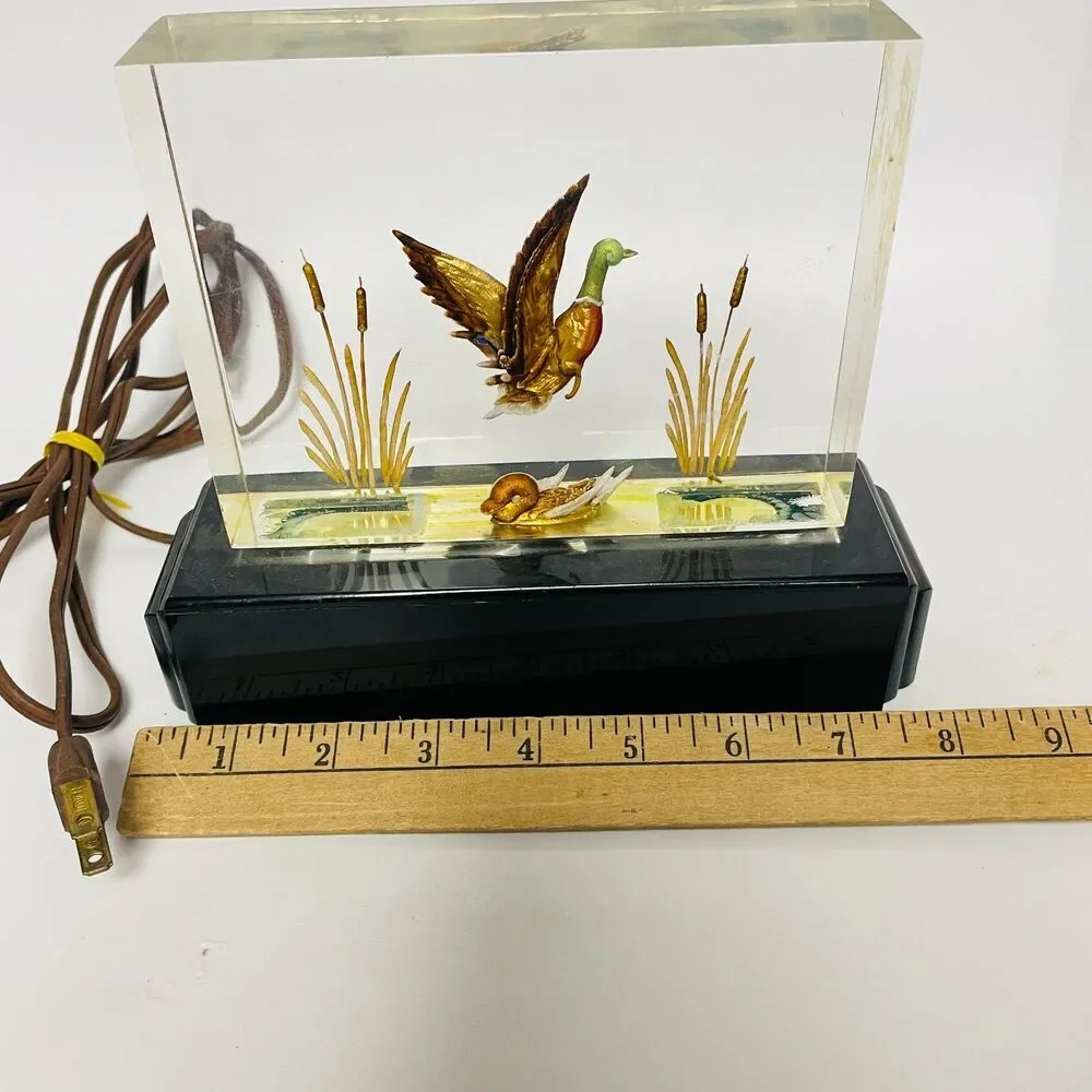 Flying Duck Mallard VTG TV Lamp Thompson Plasticraft Acrylic Lucite Art Deco MCM
